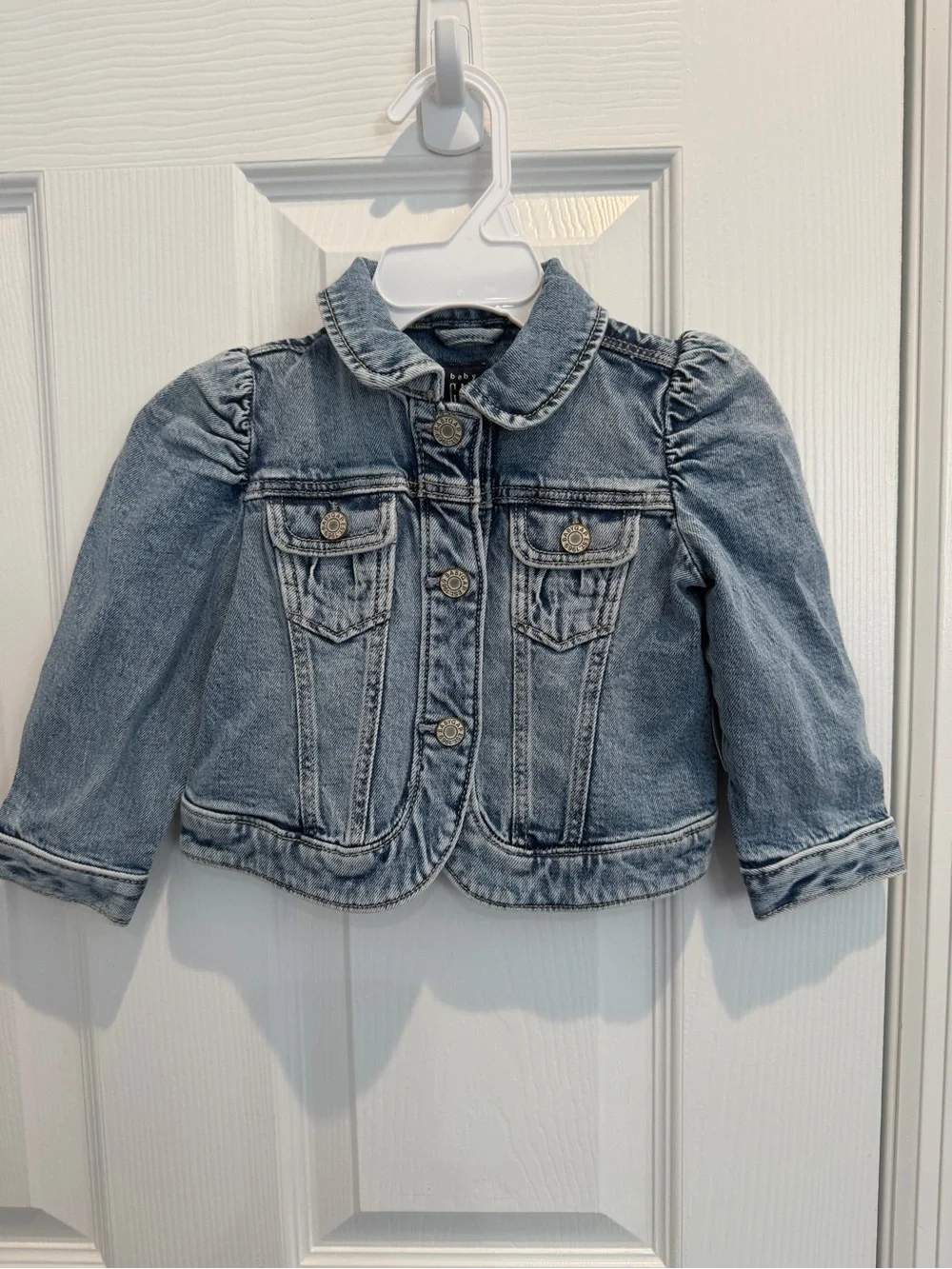 GAP Light Blue Denim Jacket with Puff Shoulders